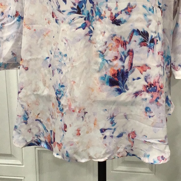 🆕 SANCTUARY Split Neck Top Batwing Long Sleeves Printed Oversized - Picture 5 of 11